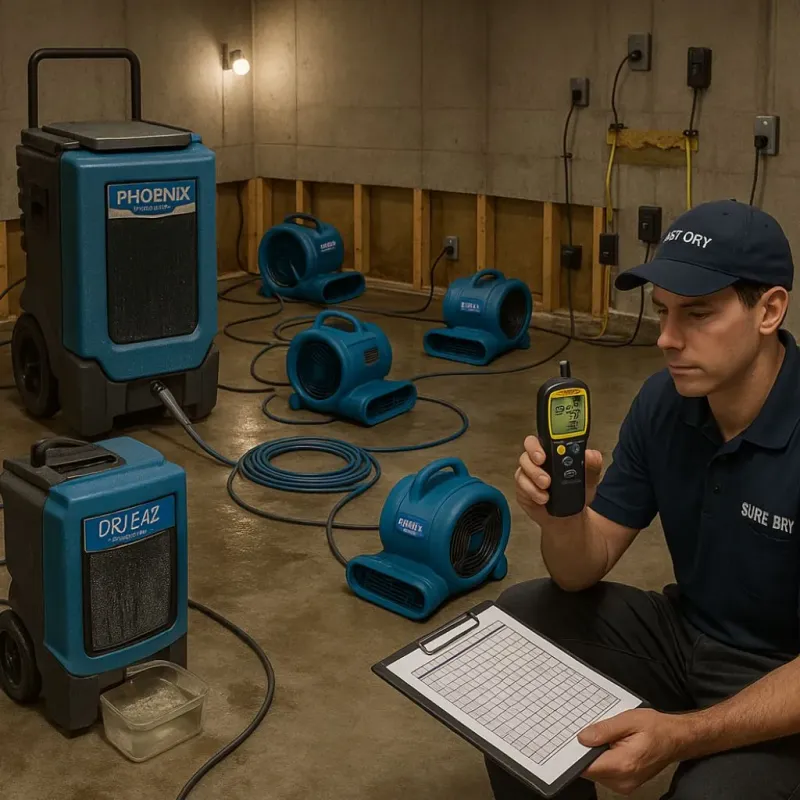 Structural Drying and Dehumidification process in Corona, CA